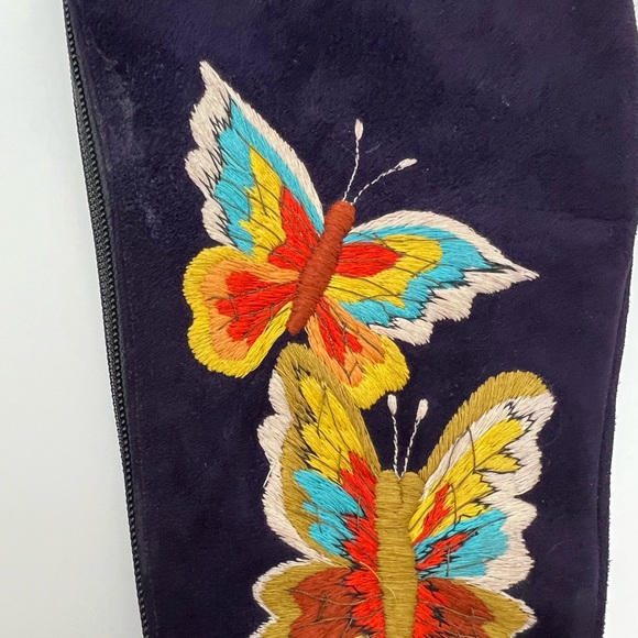 JERRY EDOUARD Vintage Purple Suede Butterfly Embroidered Zip GoGo Boots Sz 5.5 - Picture 15 of 16